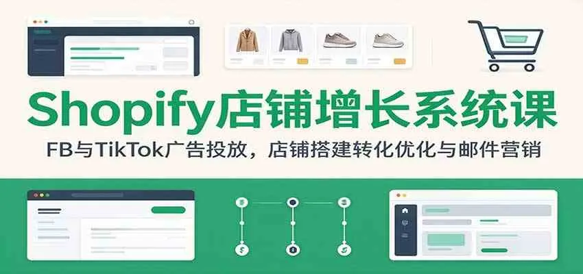 Shopify店铺增长系统课:FB与TikTok广告投放,店铺搭建转化优化与邮件营销 Shopify店铺增长系统课:FB与TikTok广告投放,店铺搭建转化优化与邮件营销
