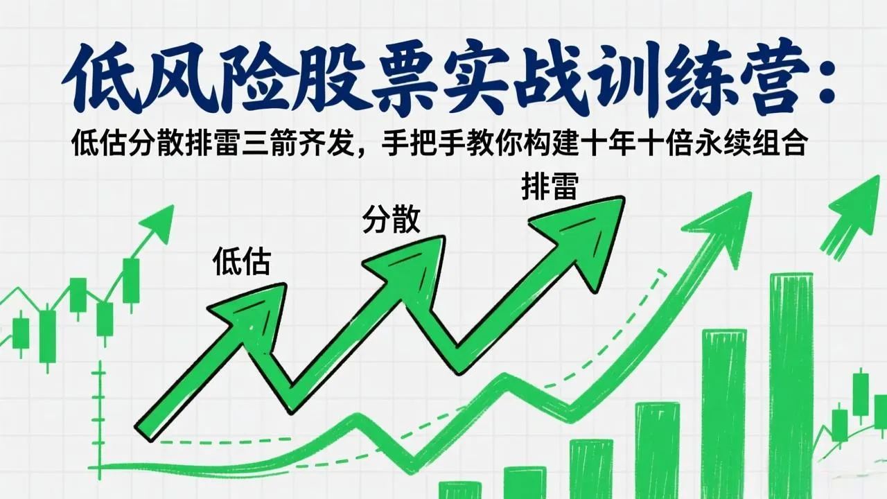 低风险股票实战训练营：低估分散排雷三箭齐发，手把手教你构建十年十倍永续组合-33资源网