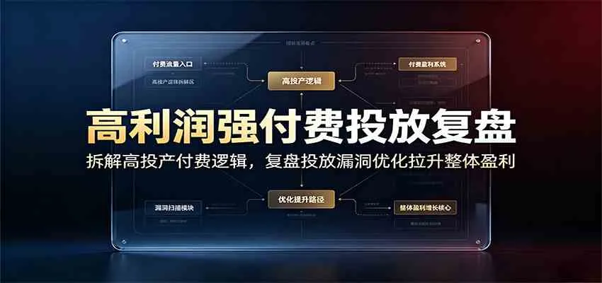 高利润强付费投放复盘:拆解高投产付费逻辑,复盘投放漏洞优化拉升整体盈利-33资源网