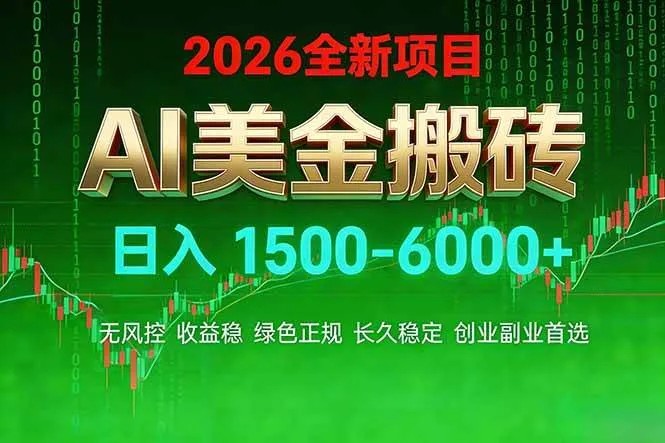 （17766期）AI美金搬砖项目 | 日入1500-6000元 | 收益稳定可控 | 实地可考察 | 创业副业增收首选-33资源网