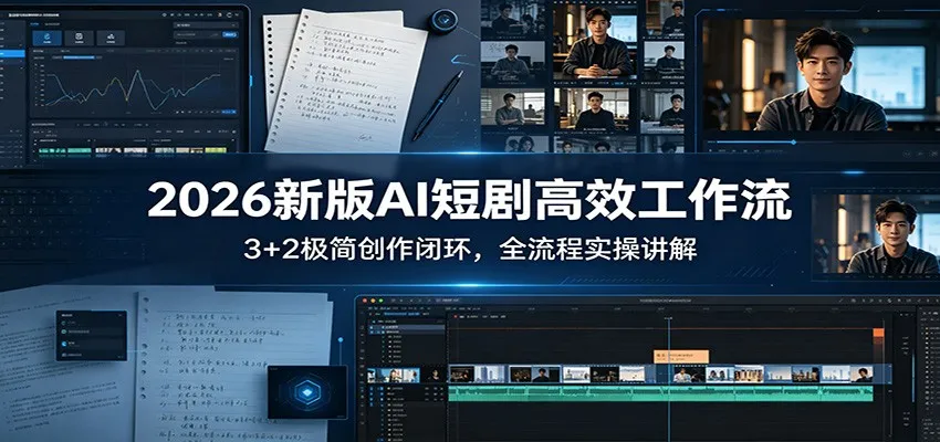 2026新版AI短剧高效工作流：3+2极简创作闭环，全流程实操讲解-33资源网