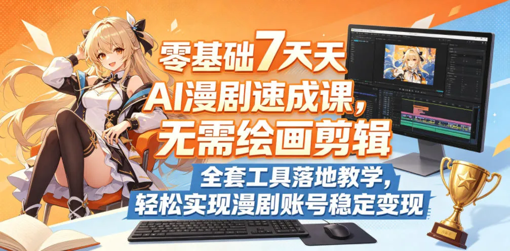 零基础7天AI漫剧速成课，无需绘画剪辑，全套工具落地教学，轻松实现漫剧账号稳定变现-33资源网