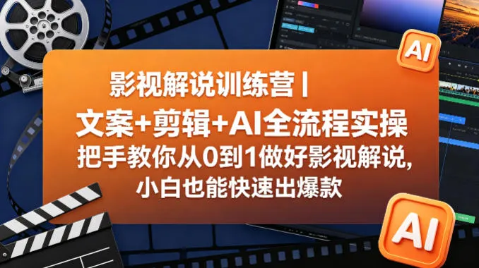 影视解说训练营｜文案+剪辑+AI全流程实操，把手教你从0到1做好影视解说，小白也能快速出爆款-33资源网