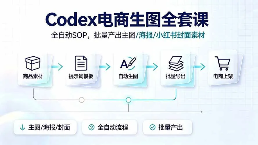 (19256期)Codex电商生图全套课|全自动SOP,批量产出主图/海报/小红书封面素材-33资源网