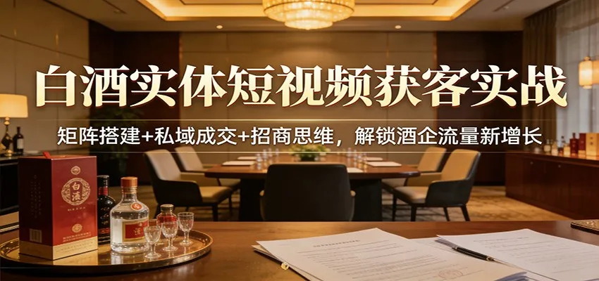 白酒实体短视频获客实战：矩阵搭建+私域成交+招商思维，解锁酒企流量新增长-33资源网