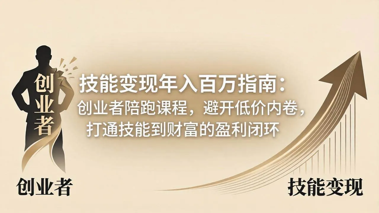 （18139期）技能变现年入百万指南：创业者陪跑课程，避开低价内卷，打通技能到财富的盈利闭环-33资源网