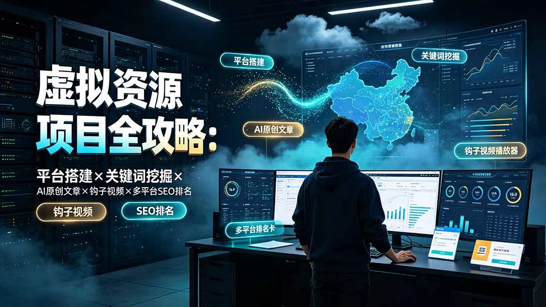 虚拟资源项目全攻略:平台搭建×关键词挖掘×AI原创文章×钩子视频×多平台SEO排名-33资源网