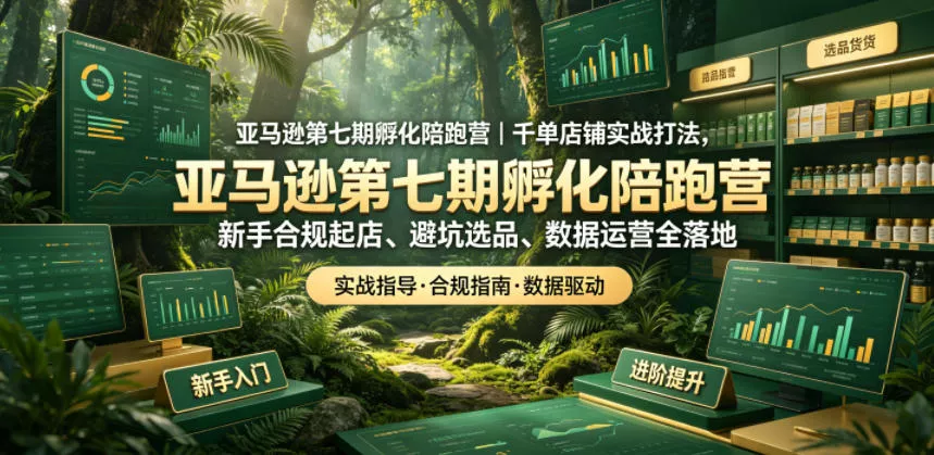 亚马逊第七期孵化陪跑营｜千单店铺实战打法，新手合规起店、避坑选品、数据运营全落地-33资源网
