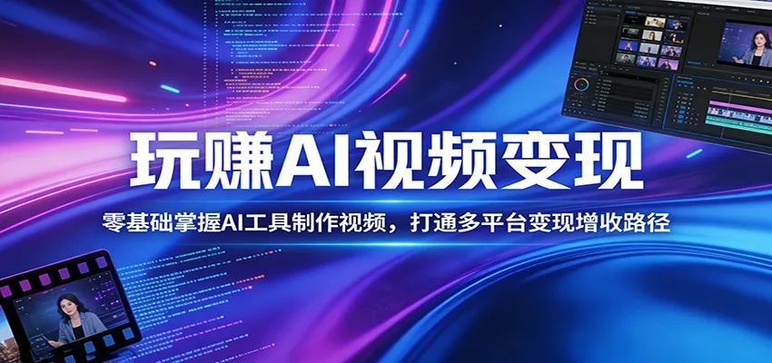 玩赚AI视频变现，零基础掌握AI具制作视频，打通多平台变现增收路径-33资源网