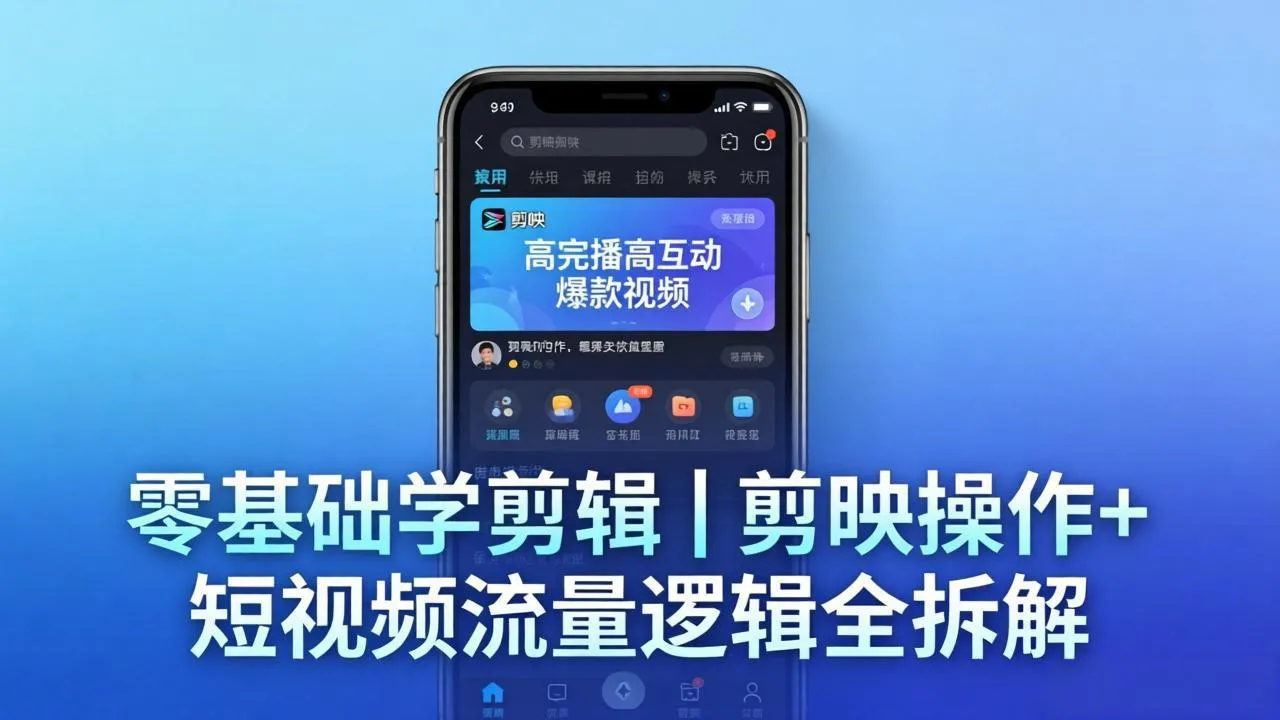 【零基础学剪辑】剪映操作+短视频流量逻辑全拆解｜手把手教你剪出高完播高互动爆款视频-33资源网