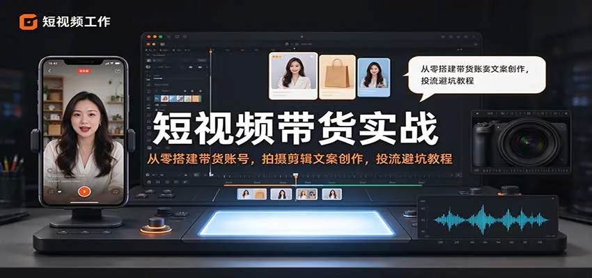 短视频带货实战：从零搭建带货账号，拍摄剪辑文案创作，投流避坑教程-33资源网