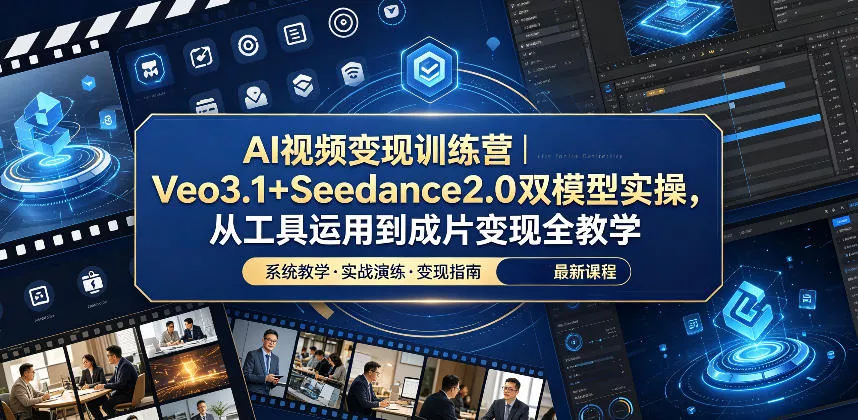 AI视频变现训练营｜Veo3.1+Seedance2.0双模型实操，从工具运用到成片变现全教学-33资源网