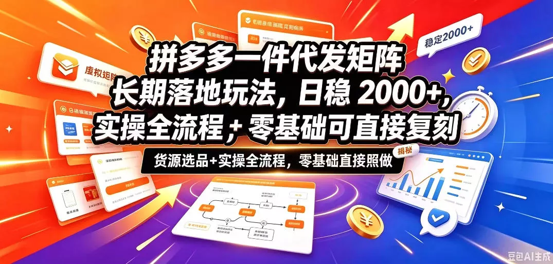 拼多多一件代发矩阵长期落地玩法,日稳入2k+,选品货源+实操全流程,零基础可直接复刻【拆解】-33资源网