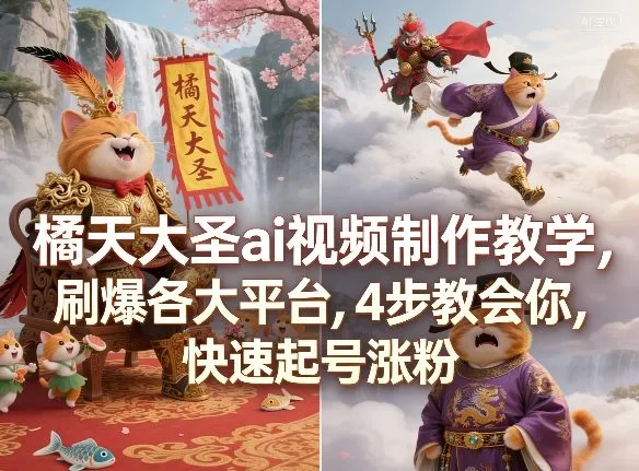 橘天大圣ai视频制作教学，刷爆各大平台，4步教会你，快速起号涨粉-33资源网