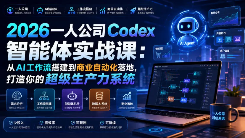 2026一人公司Codex智能体实战课：从AI工作流搭建到商业自动化落地，打造你的超级生产力系统-33资源网