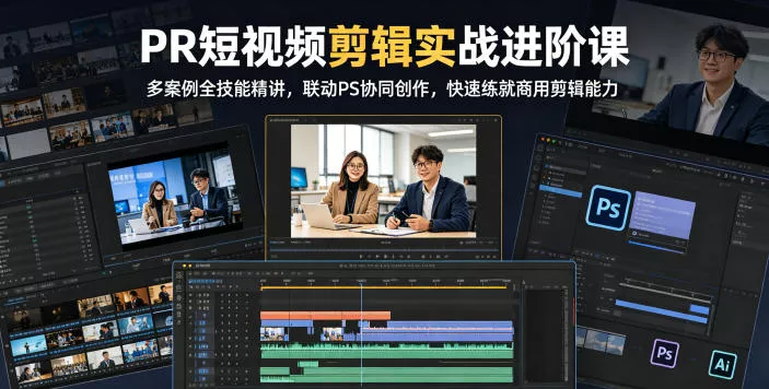 PR短视频剪辑实战进阶课，多案例全技能精讲，联动PS协同创作，快速练就商用剪辑能力-33资源网
