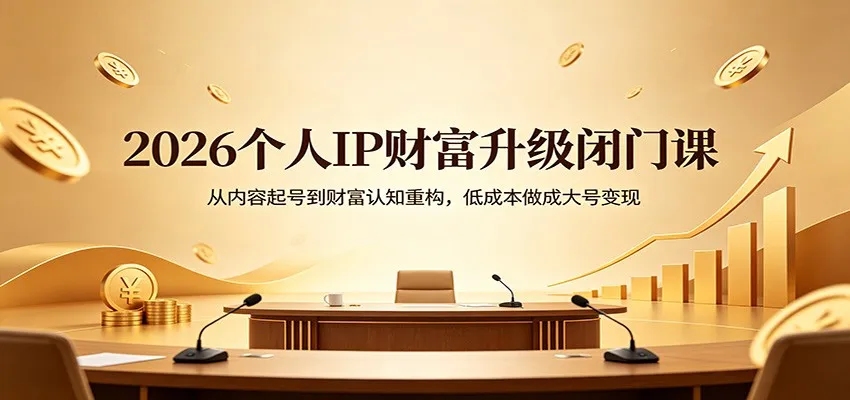 2026个人IP财富升级闭门课：从内容起号到财富认知重构，低成本做成大号变现-33资源网