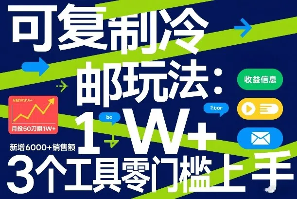 可复制冷邮件玩法：月投50刀賺1W+，新增6000+销售额，3个工具零门槛上手-33资源网