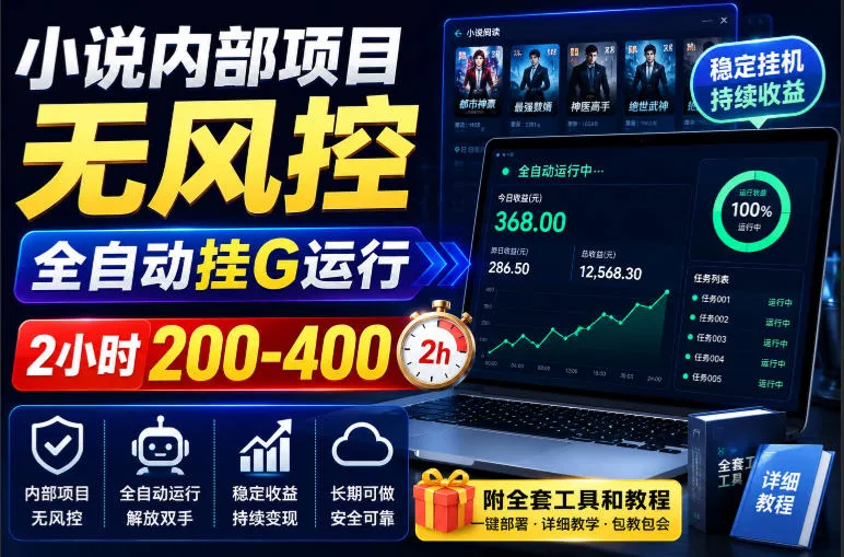 小说内部项目无风控，全自动挂G运行，2小时200-400，附全套工具和教程【揭秘】-33资源网