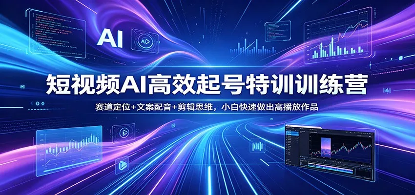 短视频AI高效起号特训训练营：赛道定位+文案配音+剪辑思维，小白快速做出高播放作品-33资源网