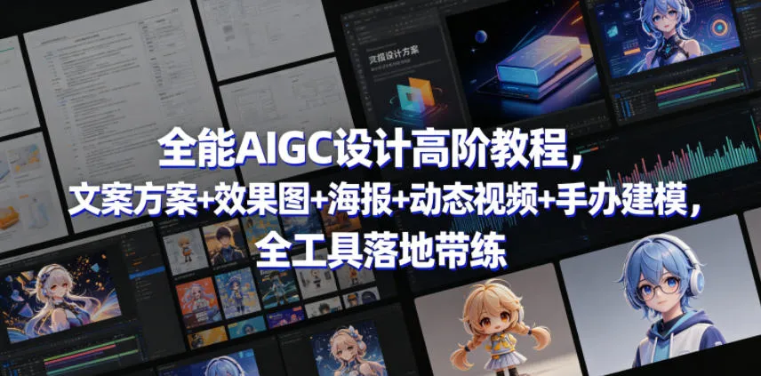 全能AIGC设计高阶教程，文案方案+效果图+海报+动态视频+手办建模，全工具落地带练-33资源网