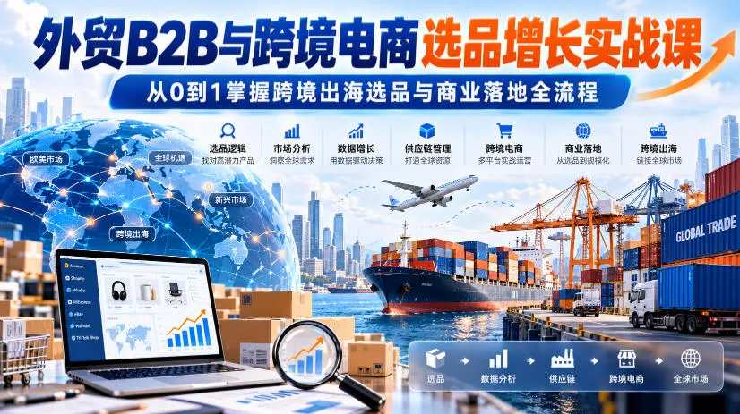 外贸B2B与跨境电商选品增长实战课,从0到1掌握跨境出海选品与商业落地全流程-33资源网