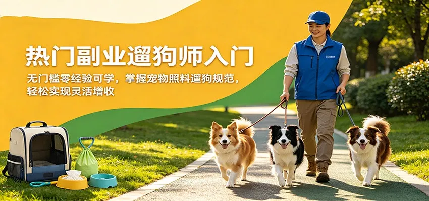 热门副业遛狗师入门，无门槛零经验可学，掌握宠物照料遛狗规范，轻松实现灵活增收-33资源网