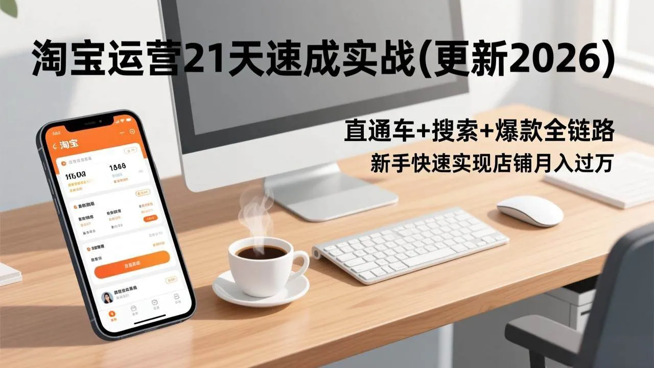 （17806期）淘宝运营21天速成实战(更新3月)，直通车+搜索+爆款全链路，新手快速实现店铺月入过万-33资源网
