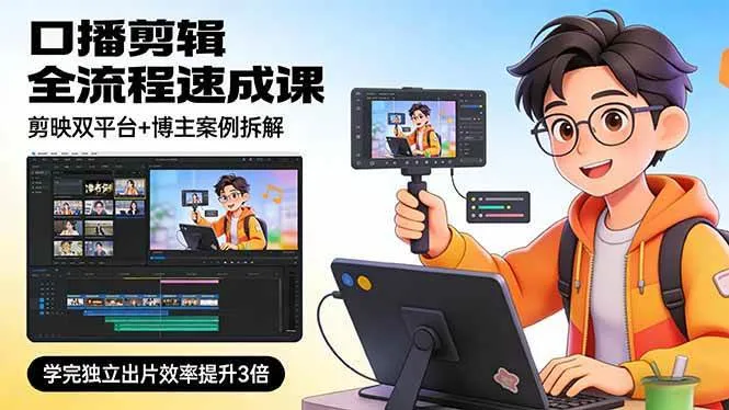 (17420期)口播剪辑全流程速成课,剪映双平台+博主案例拆解,学完独立出片效率提升3倍 (17420期)口播剪辑全流程速成课,剪映双平台+博主案例拆解,学完独立出片效率提升3倍