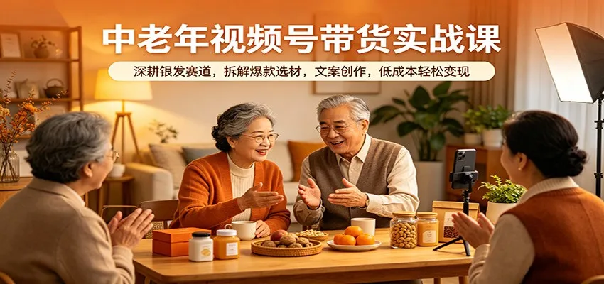中老年视频号带货实战课：深耕银发赛道，拆解爆款选材，文案创作，低成本轻松变现-33资源网