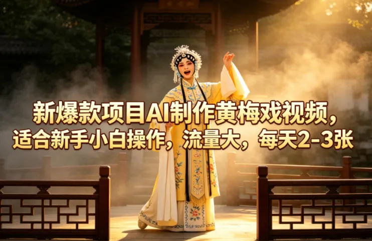 新爆款项目AI制作黄梅戏视频，适合新手小白操作，流量大，每天2-3张-33资源网
