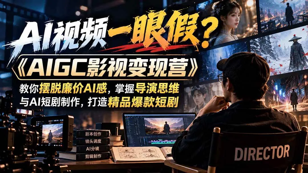 (21133期)【无水印】AI视频一眼假?《AIGC影视变现营》教你摆脱廉价AI感,掌握导演思维与AI短剧制作,打造精品爆款短剧-33资源网