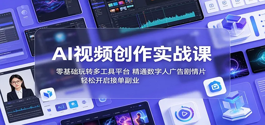 AI视频创作实战课：零基础玩转多工具平台，精通数字人广告、剧情片，轻松开启接单副业-33资源网