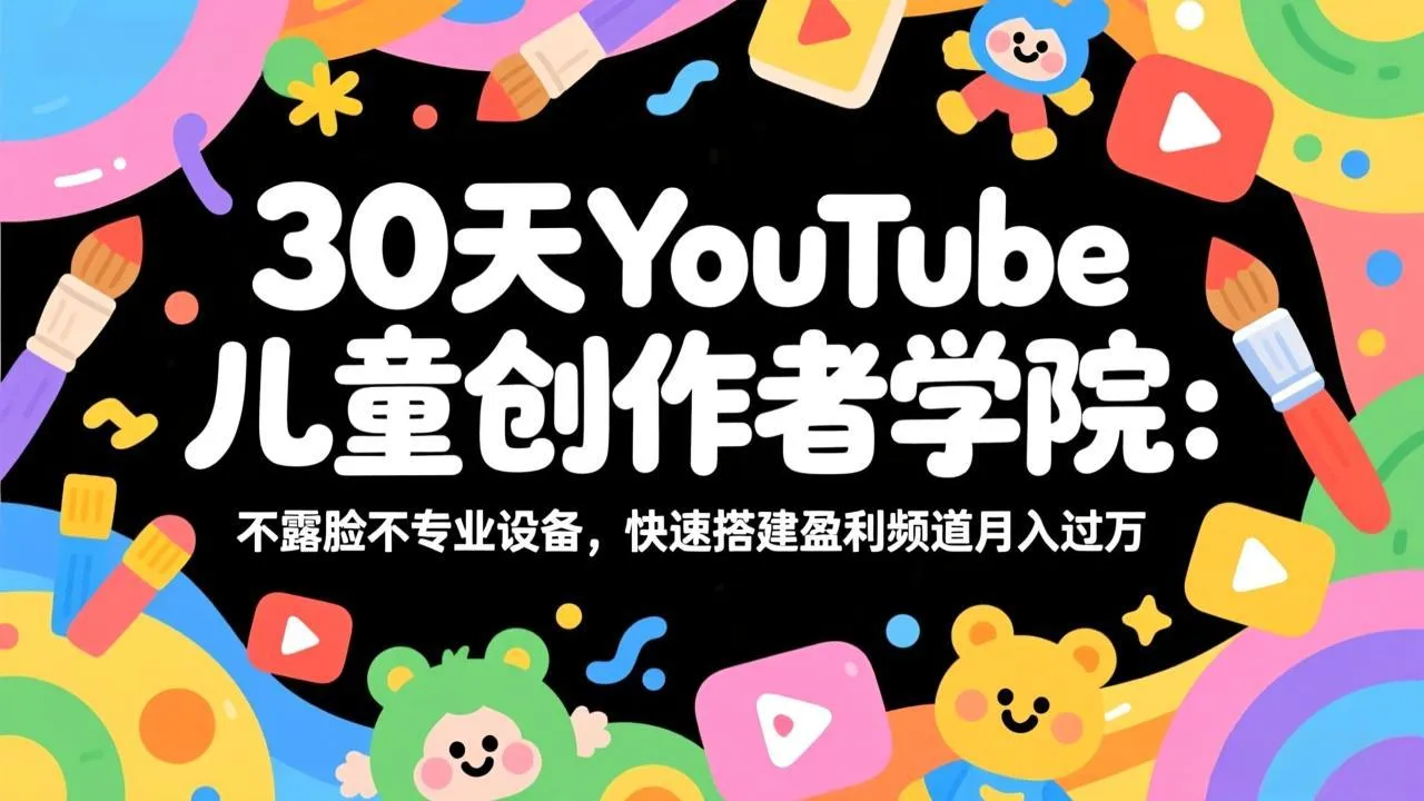 30天YouTube儿童创作者学院：不露脸不专业设备，快速搭建盈利频道月入过万-33资源网