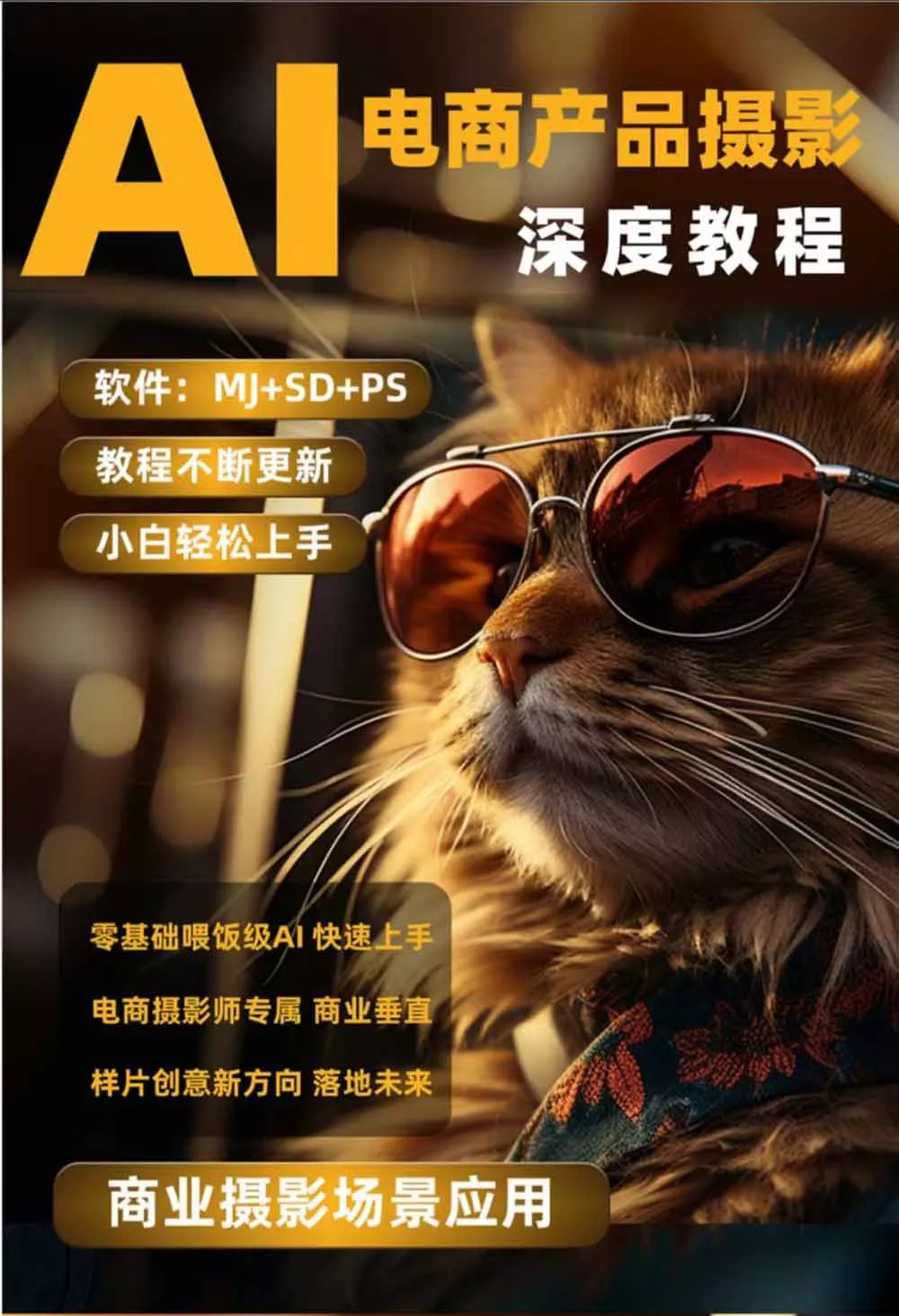 AI电商人像摄影实战课·SD多端部署|MJ完整教学|家电护肤家具商品图人像写真全案例-33资源网