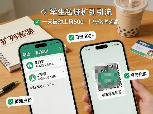 学生私域扩列引流，一天被动上粉500+，转化率超高-33资源网