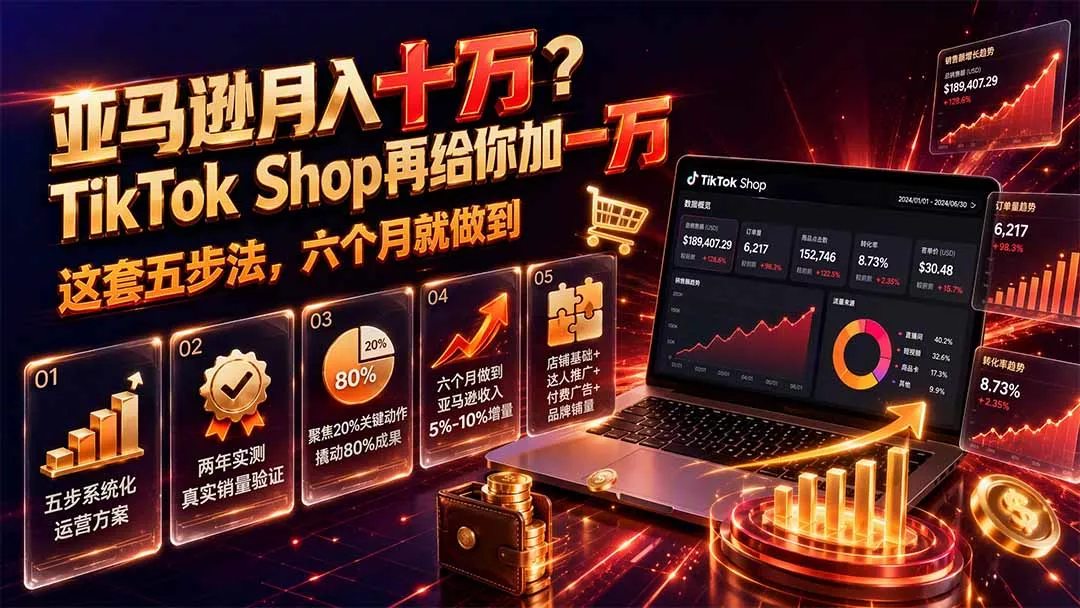 亚马逊月入十万?TikTok Shop再给你加一万——这套五步法,六个月就做到【原创双语字幕】-33资源网