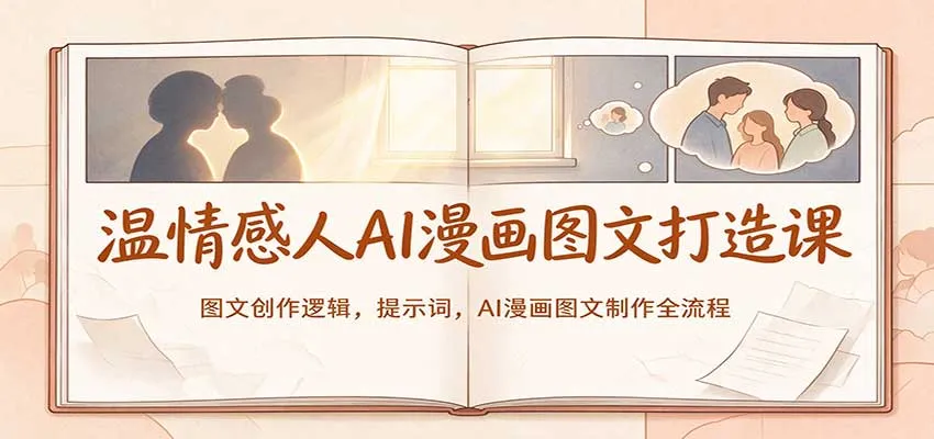 温情感人AI漫画图文打造课：图文创作逻辑，提示词，AI漫画图文制作全流程-33资源网