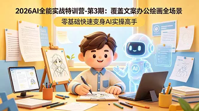 2026AI全能实战特训营-第3期：覆盖文案办公绘画全场景 零基础快速变身AI实操高手-33资源网