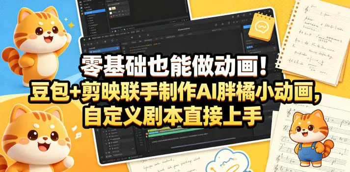 零基础也能做动画！豆包+剪映联手制作AI胖橘小动画，自定义剧本直接上手-33资源网