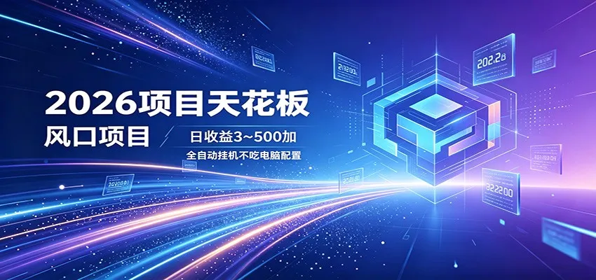 2026项目天花板，风口项目，日收益3~500+全自动挂机，不吃配置-33资源网