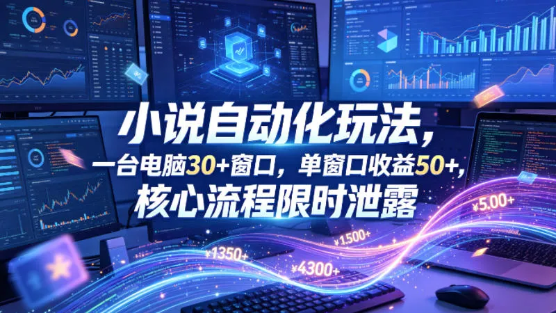 小说挂G自动化玩法，一台电脑30+窗口，单窗口收益50+，核心流程限时泄露【揭秘】-33资源网