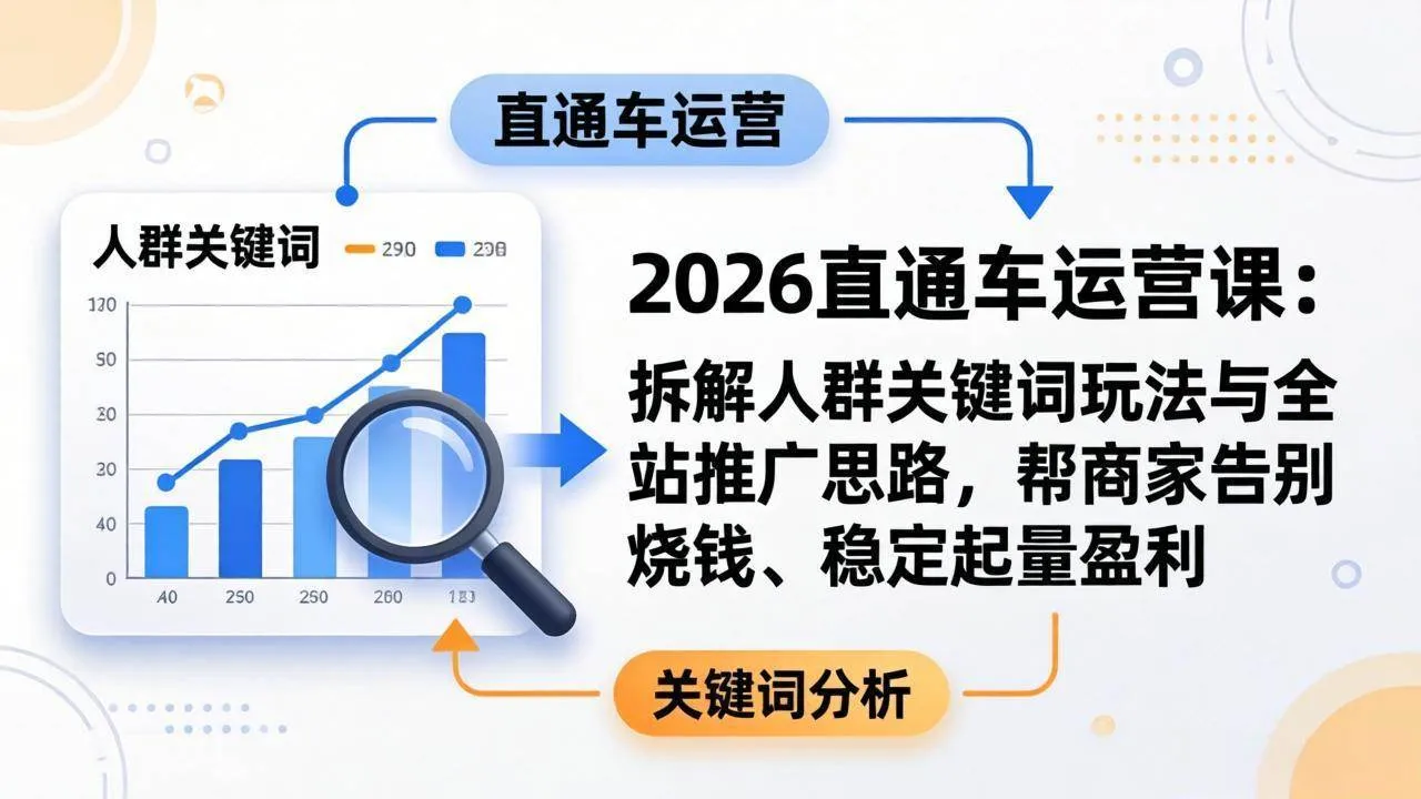 （17898期）2026直通车运营课：拆解人群关键词玩法与全站推广思路，帮商家告别烧钱、稳定起量盈利-33资源网