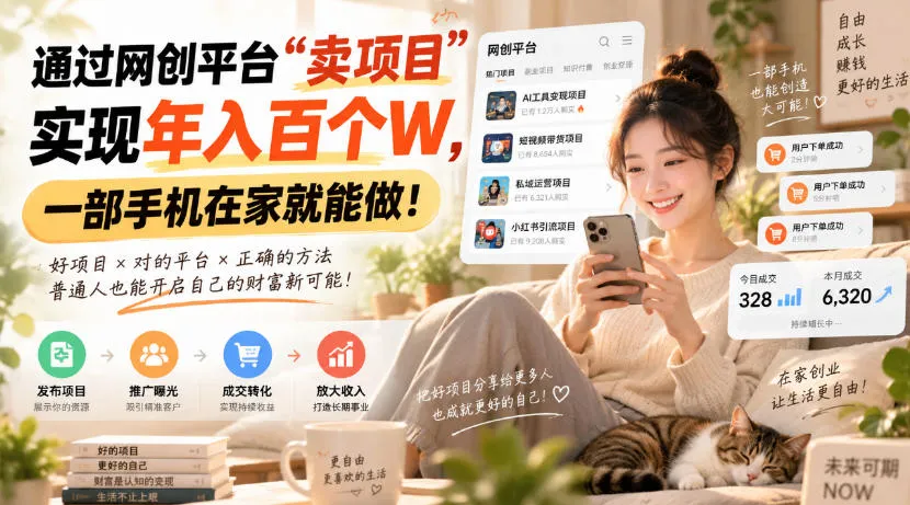 靠卖网创项目变现,一年拿下百万收益!一台手机就能操作! 靠卖网创项目变现,一年拿下百万收益!一台手机就能操作!
