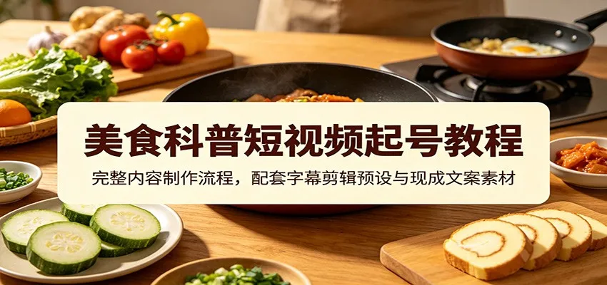美食科普短视频起号教程：完整内容制作流程，配套字幕剪辑预设与现成文案素材-33资源网