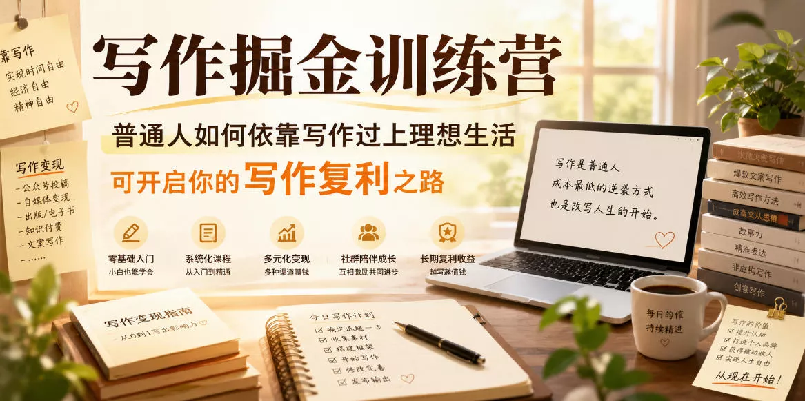 写作掘金训练营,普通人如何依靠写作过上理想生活,可开启你的写作复利之路(更新6月)-33资源网