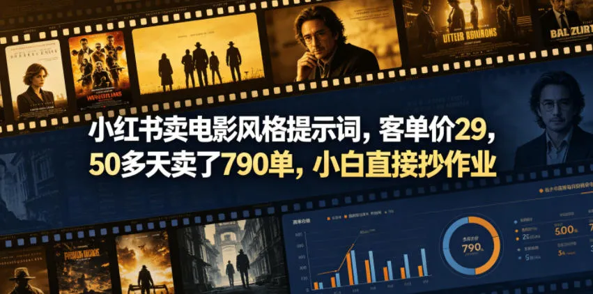 小红书卖电影风格提示词，客单价29，50多天卖了790单，小白直接抄作业！-33资源网