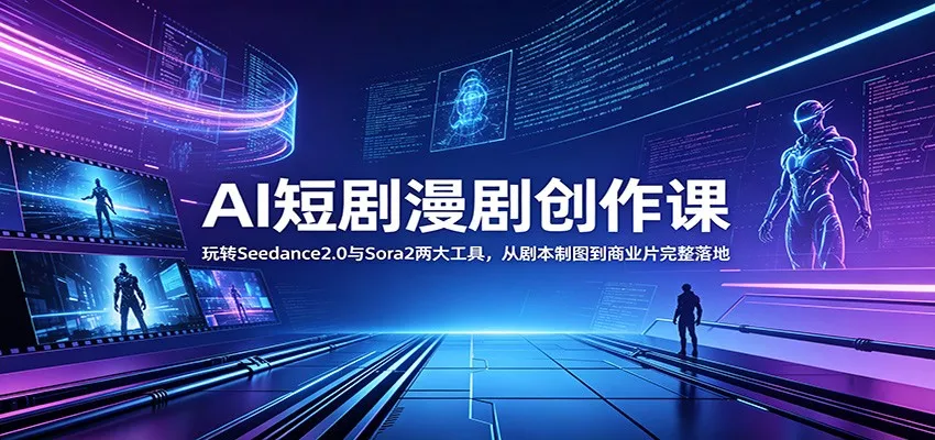 AI短剧漫剧创作课:玩转Seedance2.0与 Sora2两大工具,从剧本制图到商业片完整落地-33资源网