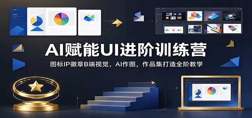 AI赋能UI进阶训练营:图标IP徽章B端视觉,AI作图,作品集打造全阶教学-33资源网