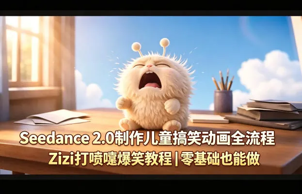 Seedance 2.0制作儿童搞笑动画全流程Zizi打喷嚏爆笑教程｜零基础也能做-33资源网